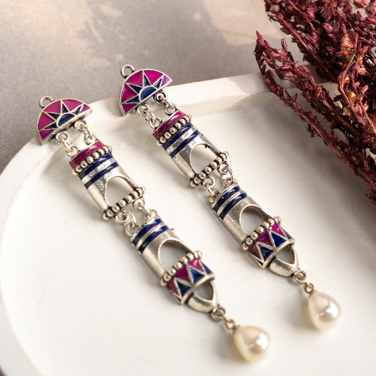 VITALA ENAMEL SEMI HANDMADE DANGLERS EARRINGS ER673