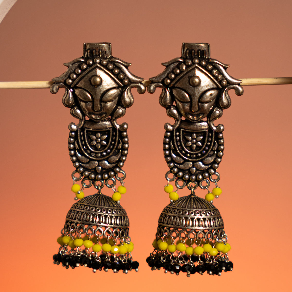 MAA DURJA OXIDIZED RAW ANA RUSTIC EARRINGS/JHUMKAS ER717