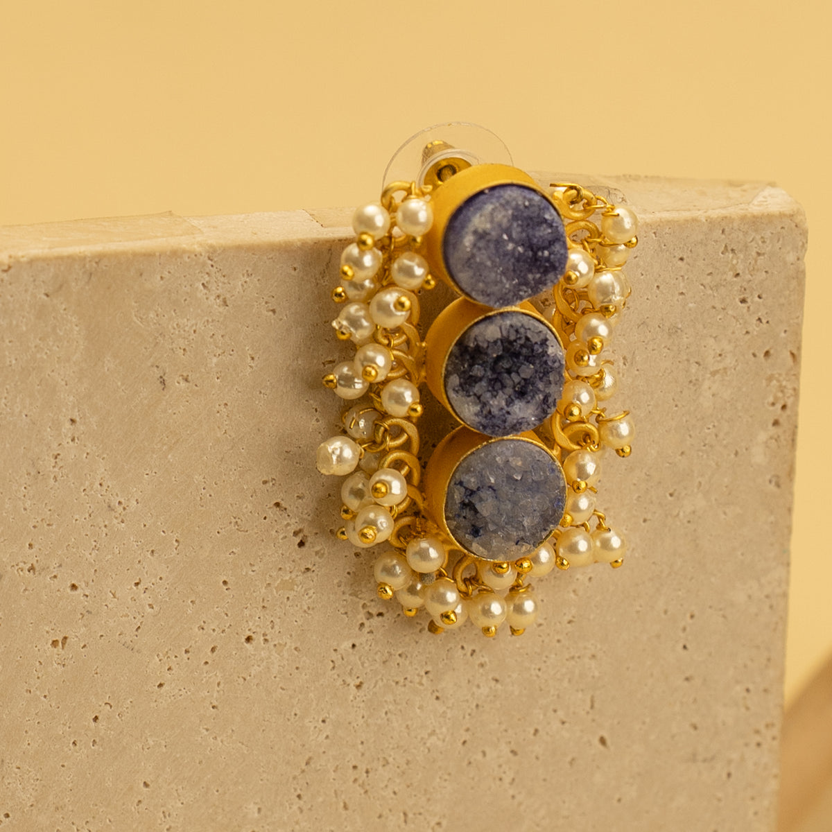 ISHITA RUSTIC AND RAW ANTIQUE FINISH HANDMADE NATURAL STONE EARRINGS ER459