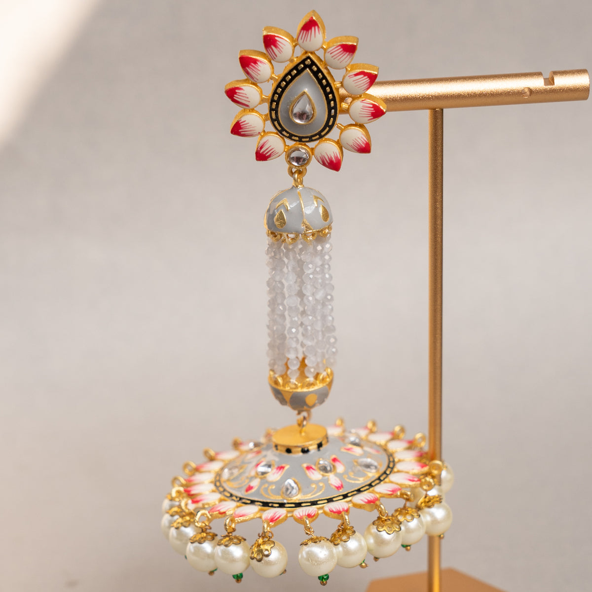 GOLD-TONE MEENAKARI SEMI HANDMADE JHUMKAS EARRINGS ER86