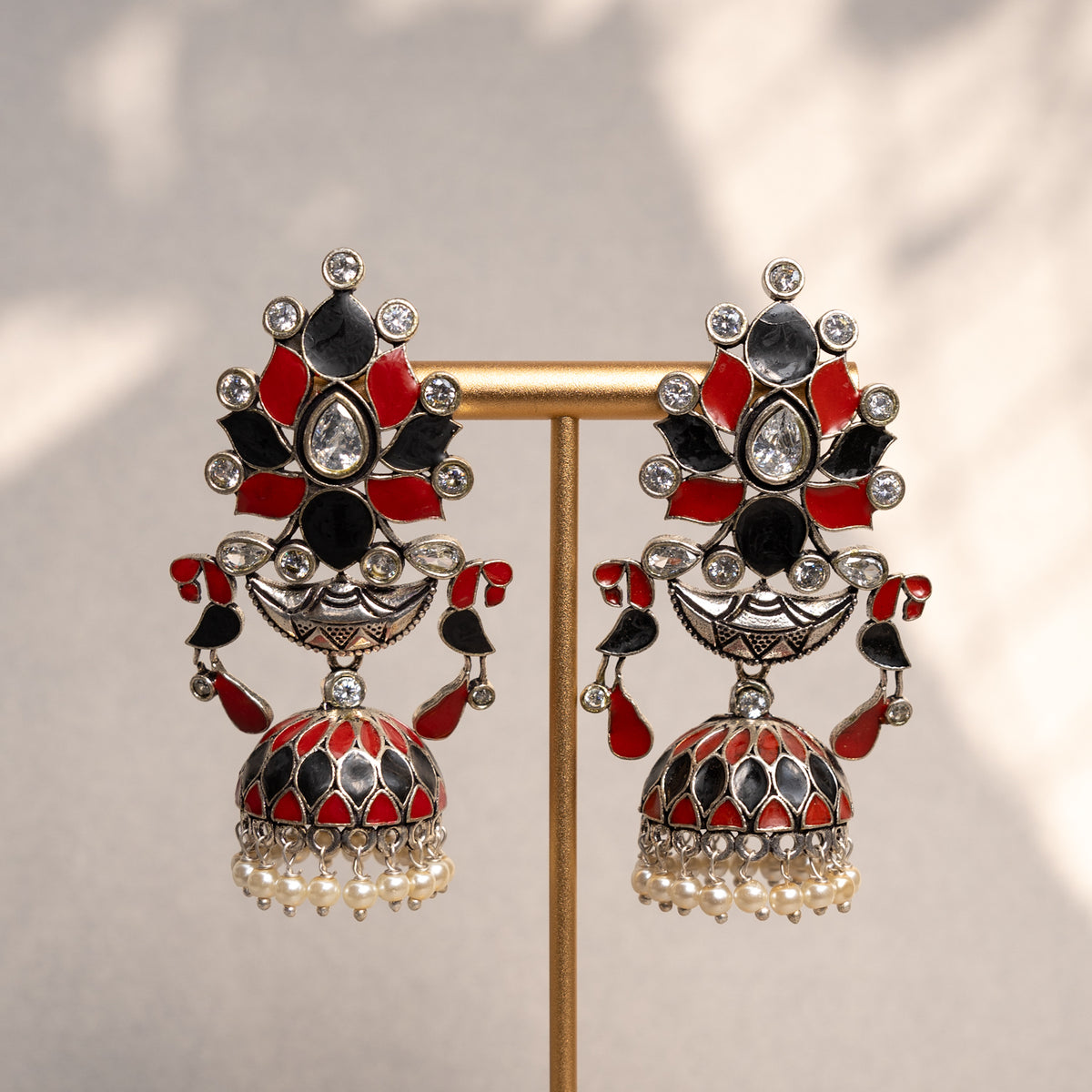 SALOME ENAMEL ANTIQUE SEMI HANDMADE EARRINGS/JHUMKAS ER781