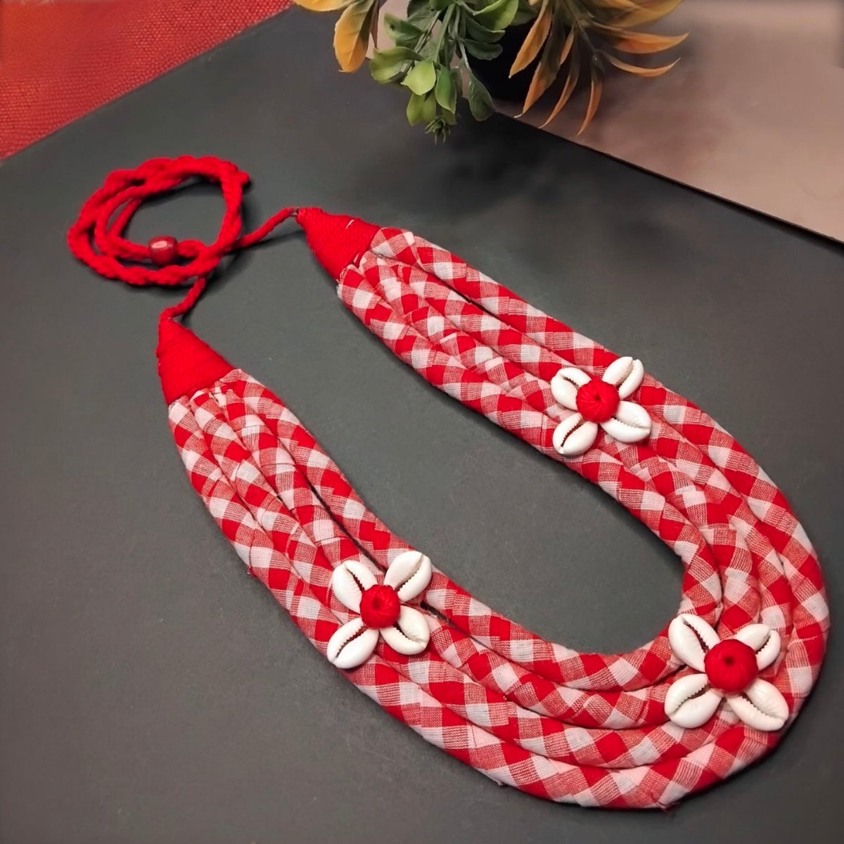 MITHILA FABRIC AND BEADS HANDMADE AND HANDSTICHED MALA/ NECKPIECE ML86