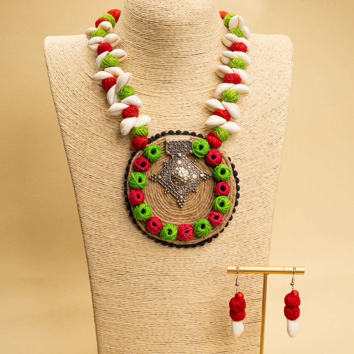 APSARA FABRIC AND BEADS HANDMADE AND HANDSTICHED MALA/ NECKPIECE ML95