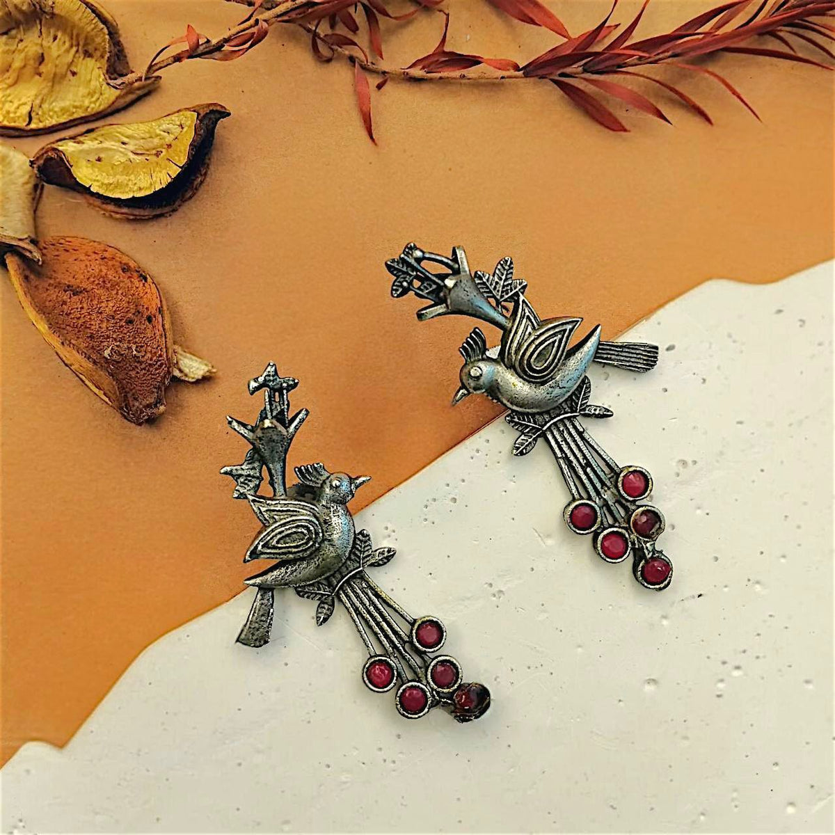 ORLINA SILVER LOOKALIKE ANTIQE FINISH EARRINGS ER446