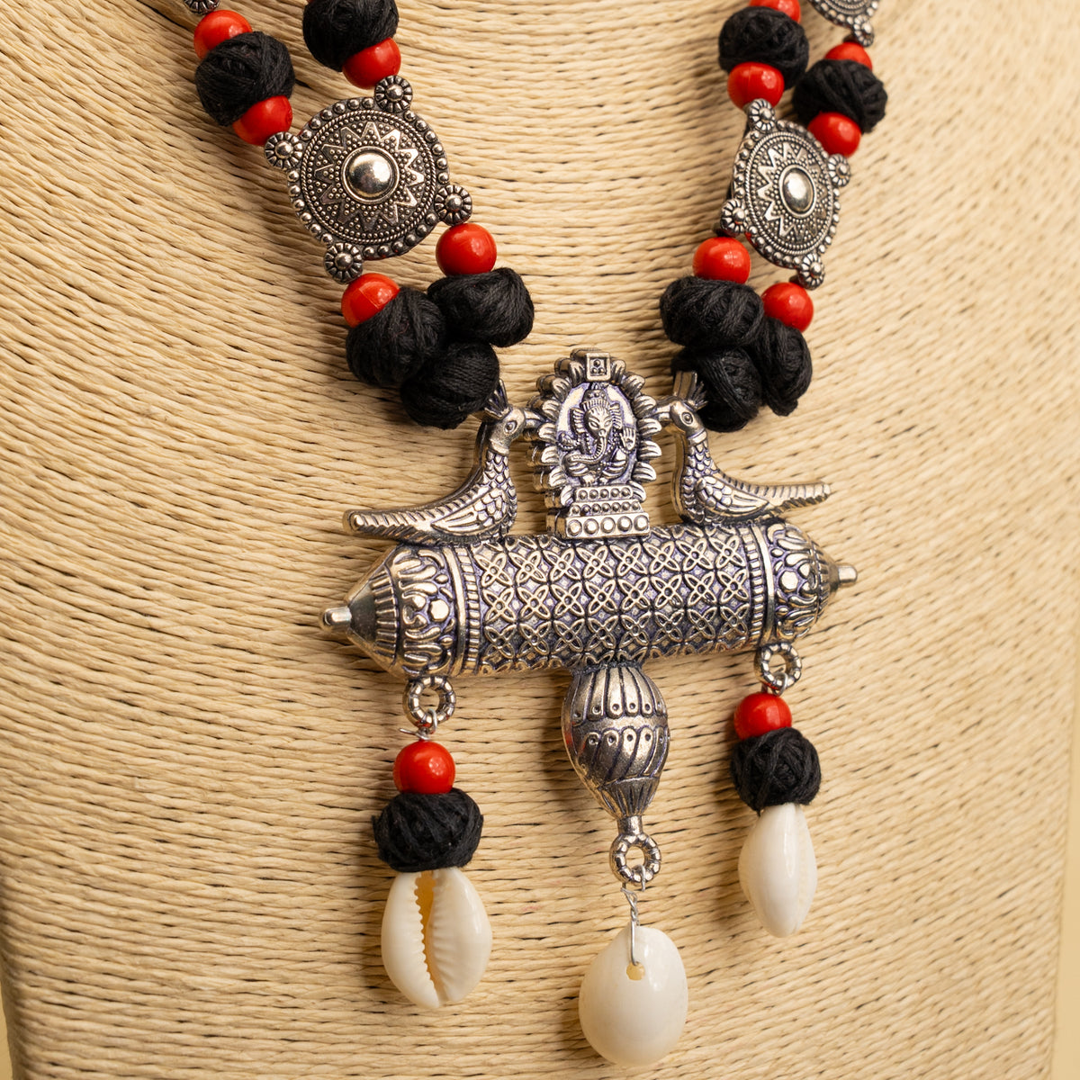 AIDEN FABRIC AND BEADS HANDMADE AND HANDSTICHED MALA/ NECKPIECE ML94