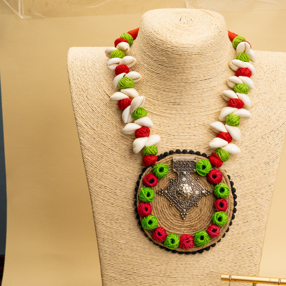 APSARA FABRIC AND BEADS HANDMADE AND HANDSTICHED MALA/ NECKPIECE ML95