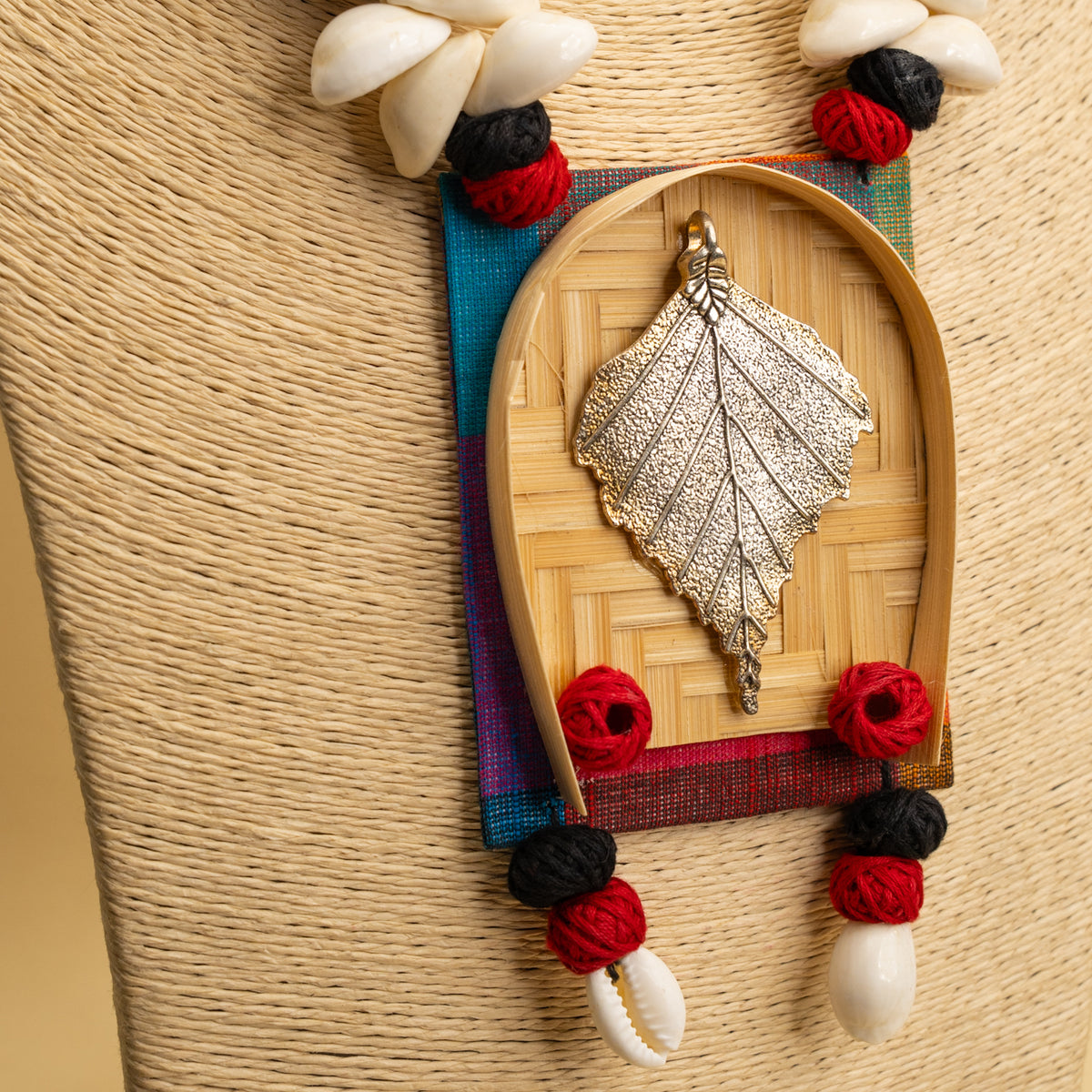 NIMISHA FABRIC AND BEADS HANDMADE AND HANDSTICHED MALA/ NECKPIECE ML90