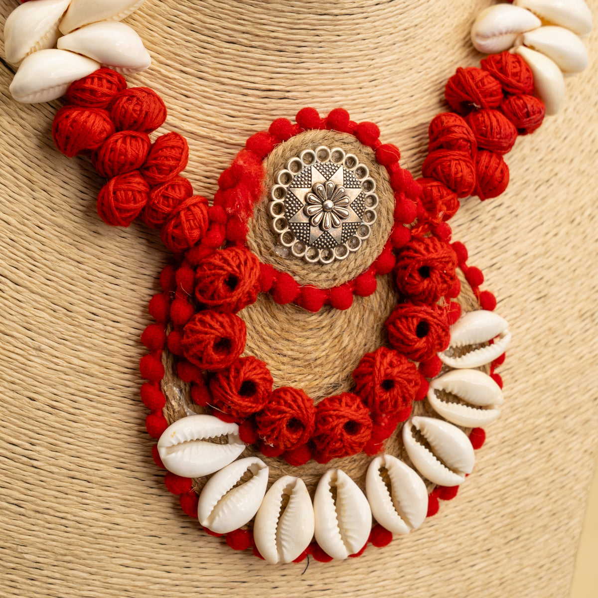 OLIVIA FABRIC AND BEADS HANDMADE AND HANDSTICHED MALA/ NECKPIECE ML92