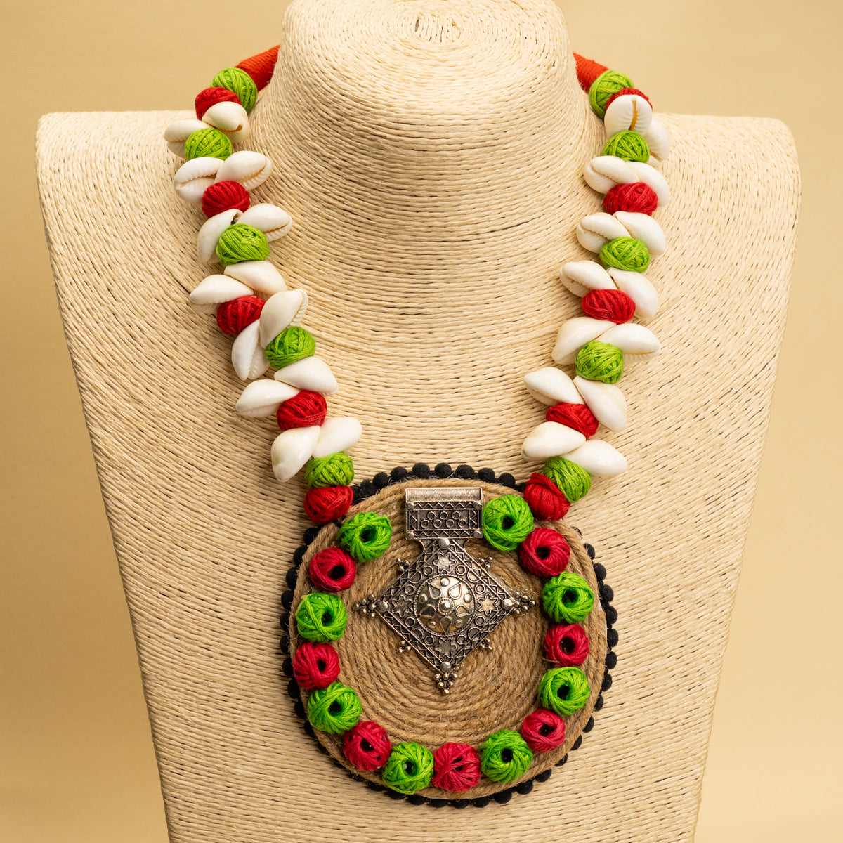 APSARA FABRIC AND BEADS HANDMADE AND HANDSTICHED MALA/ NECKPIECE ML95