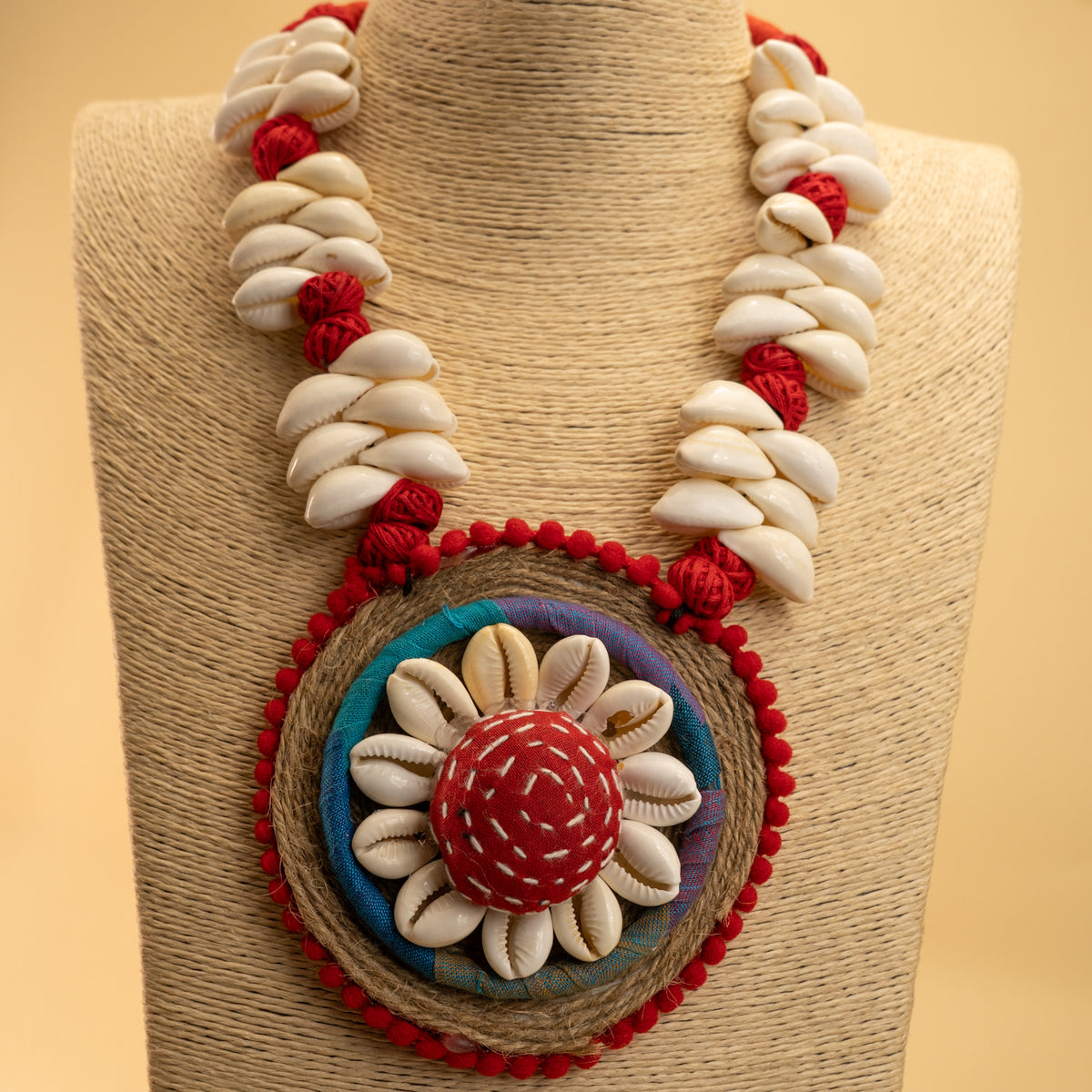 ALICE FABRIC AND BEADS HANDMADE AND HANDSTICHED MALA/ NECKPIECE ML87