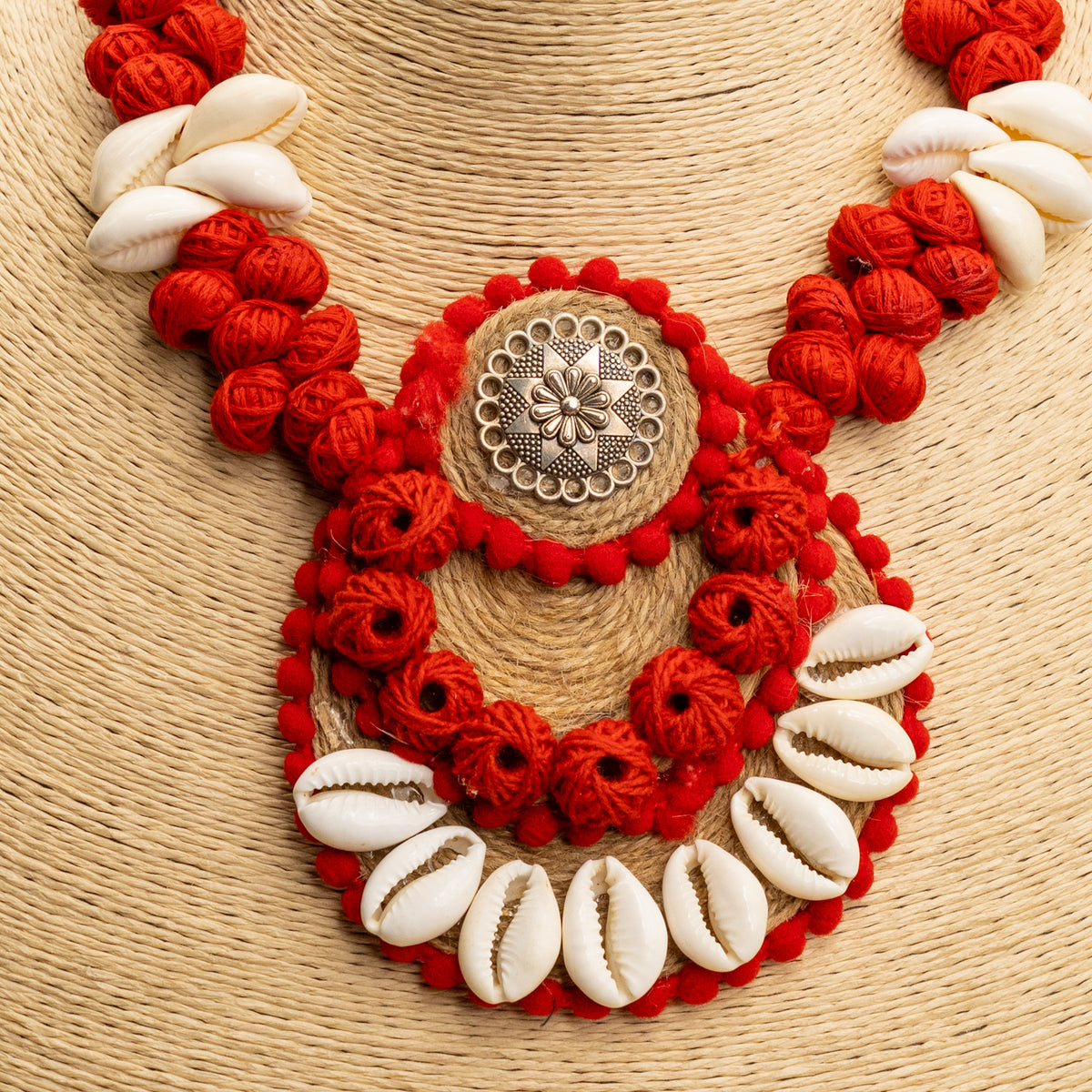 OLIVIA FABRIC AND BEADS HANDMADE AND HANDSTICHED MALA/ NECKPIECE ML92