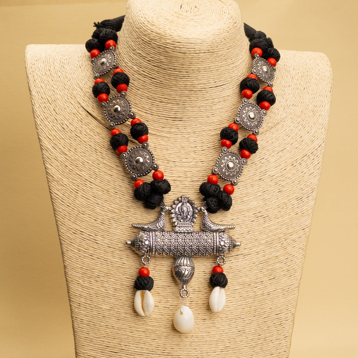 AIDEN FABRIC AND BEADS HANDMADE AND HANDSTICHED MALA/ NECKPIECE ML94