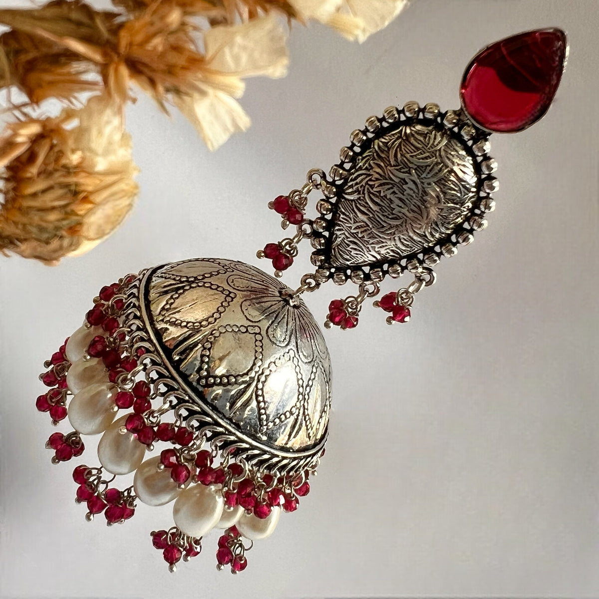 JONIDA SILVER LOOK ALIKE HANDMADE JHUMKAS ER578