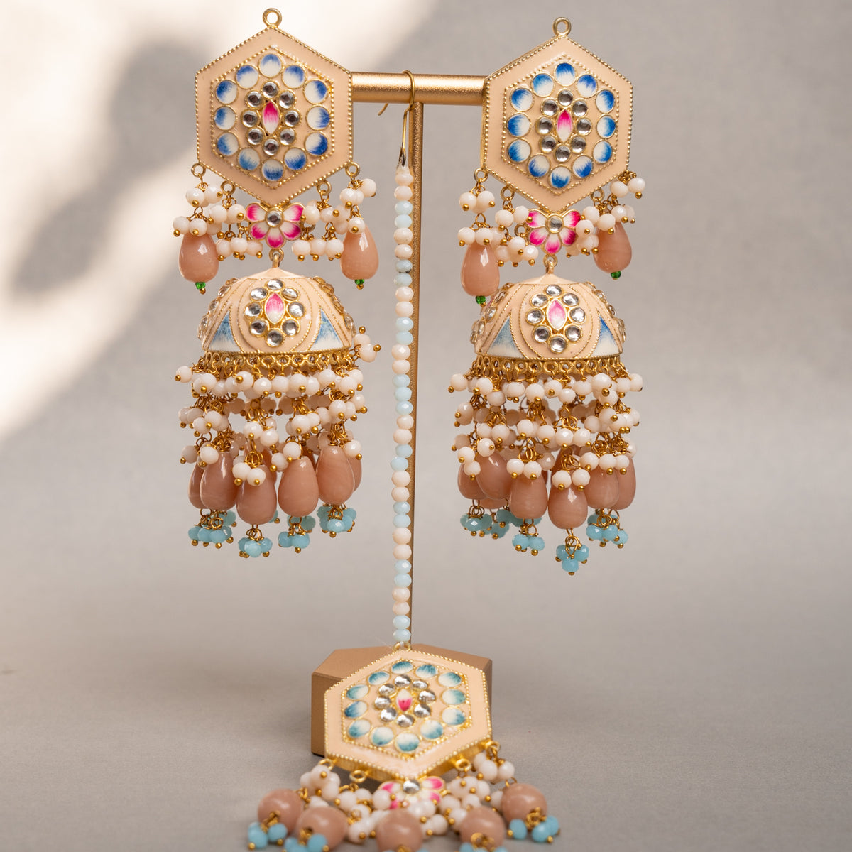 GOLD-TONE MEENAKARI SEMI HANDMADE JHUMKAS EARRINGS ER85
