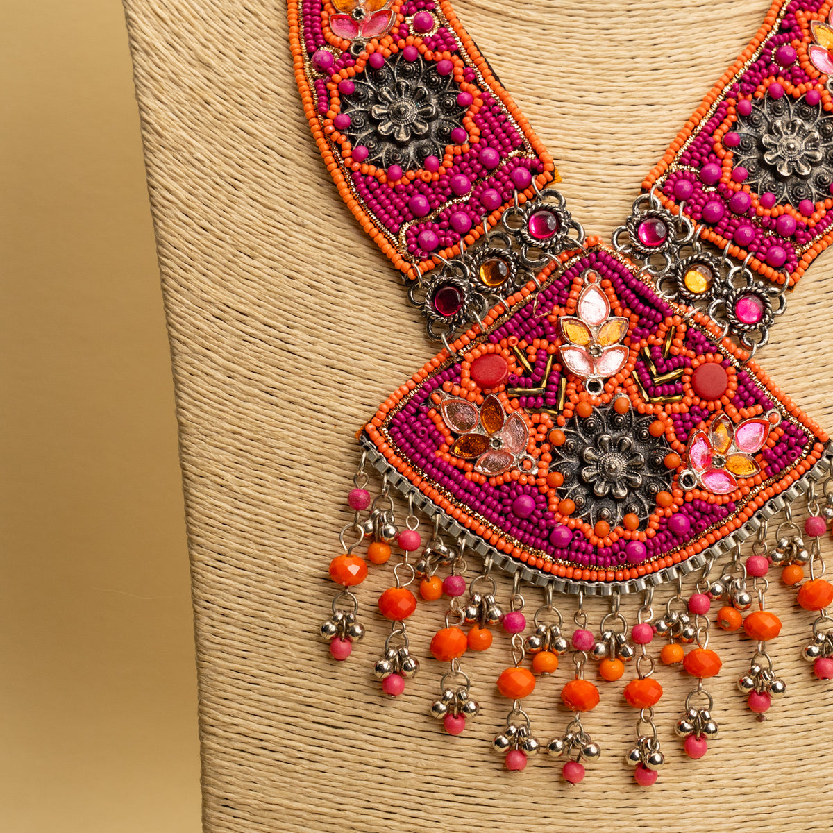 RYKER FABRIC AND BEADS HANDMADE AND HANDSTICHED MALA/ NECKPIECE ML127