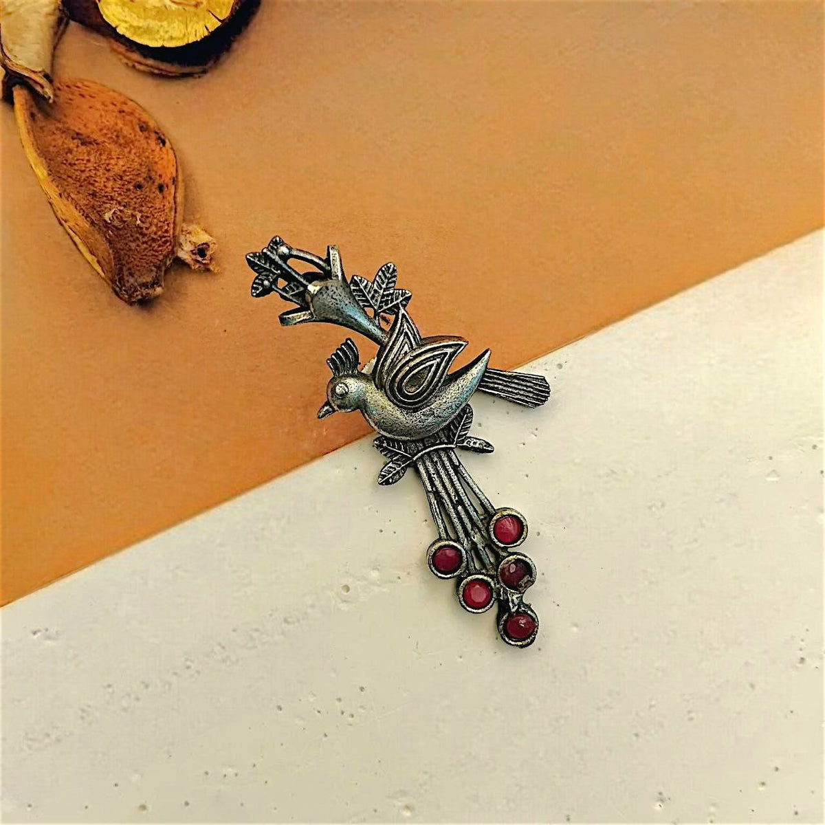 ORLINA SILVER LOOKALIKE ANTIQE FINISH EARRINGS ER446