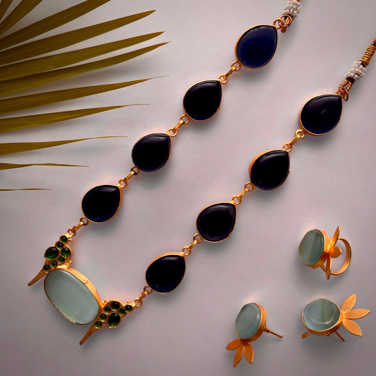 ROXANIA SET RING EARRING AND NECKLACE HANDMADE GOLD TONED PREMIUM NECKLACE/NECKPIECE EARRING SET NL30