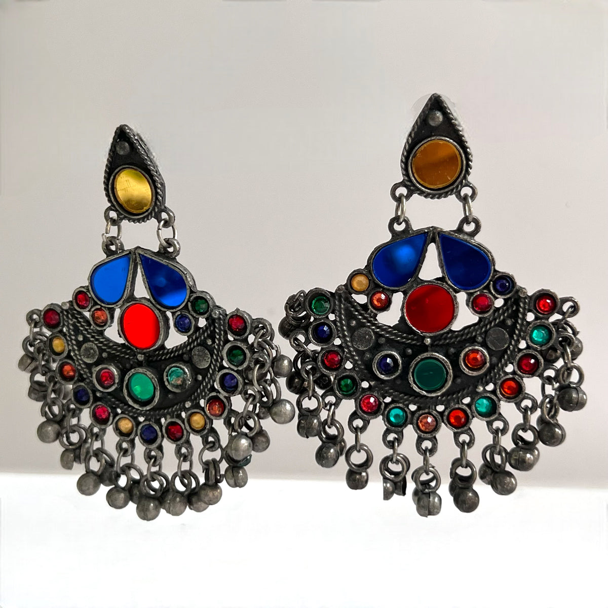 SARAH AFGHANI MEENA RAW AND RUSTIC AND VINTAGE MIRROR EARRING AF54