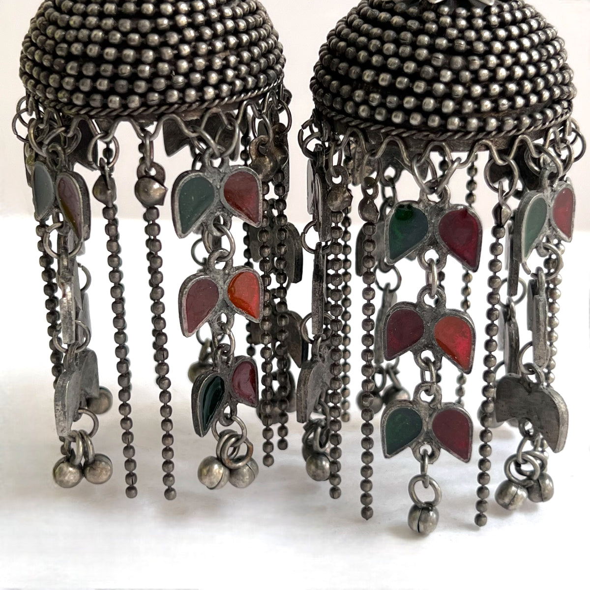 FLORAL FALLS AFGHANI MEENA RAW AND RUSTIC AND VINTAGE JUMBO JHUMKAS AF27