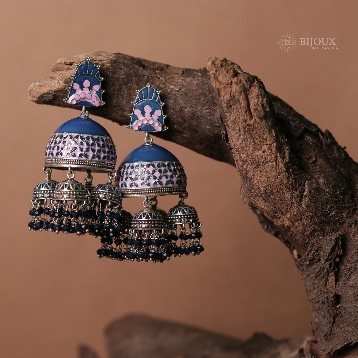PRISM TASSEL QUARTET SEMI HANDMADE & HANDPAINTED JHUMKAS ER70