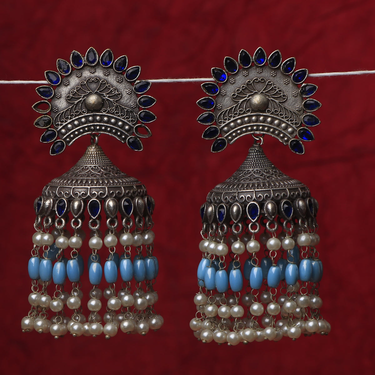 NINIKA SILVER LOOK ALIKE JUMBO SEMI HANDMADE JHUMKA ER189