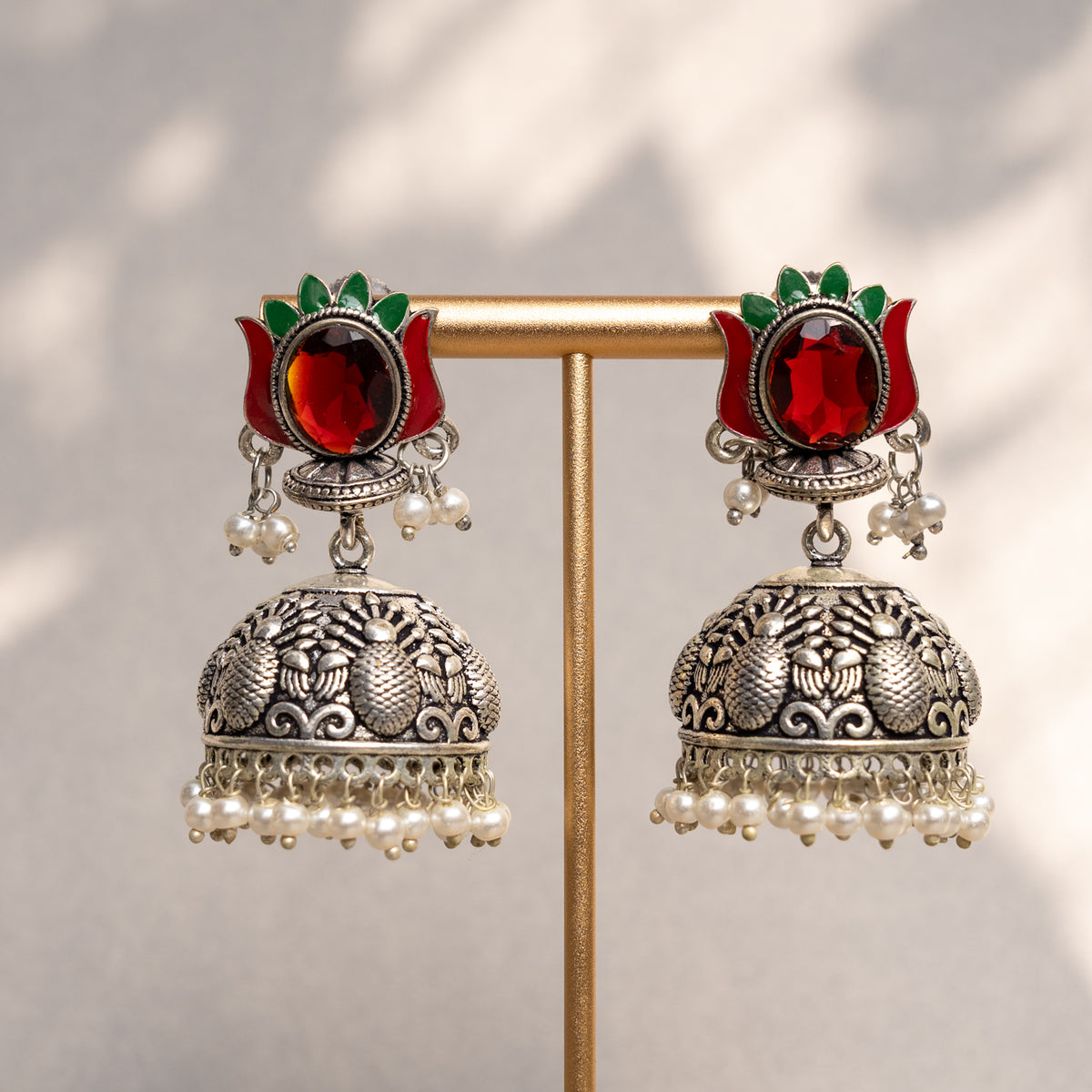 CLAUDETLE OXIDIZED ANTIQUE SEMI HANDMADE EARRINGS ER778