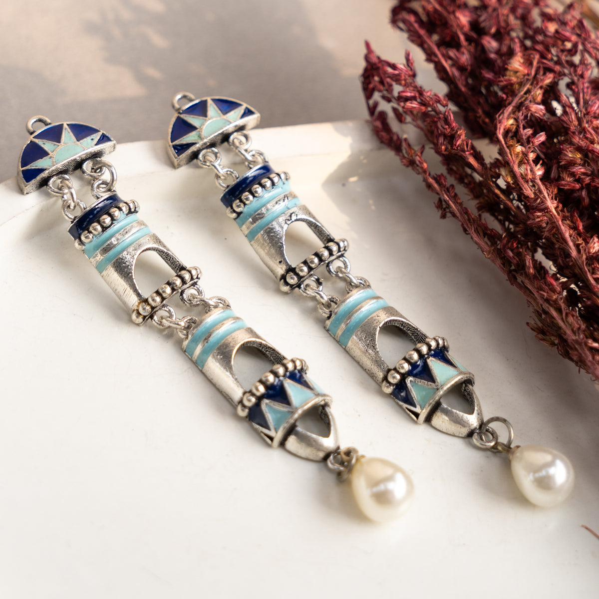 VITALA ENAMEL SEMI HANDMADE DANGLERS EARRINGS ER673