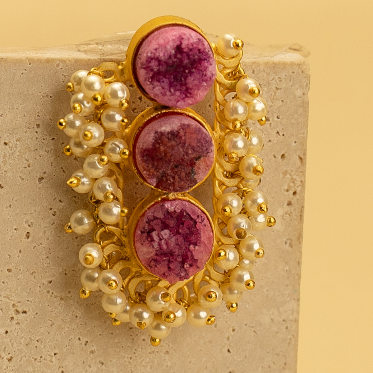 ISHITA RUSTIC AND RAW ANTIQUE FINISH HANDMADE NATURAL STONE EARRINGS ER459