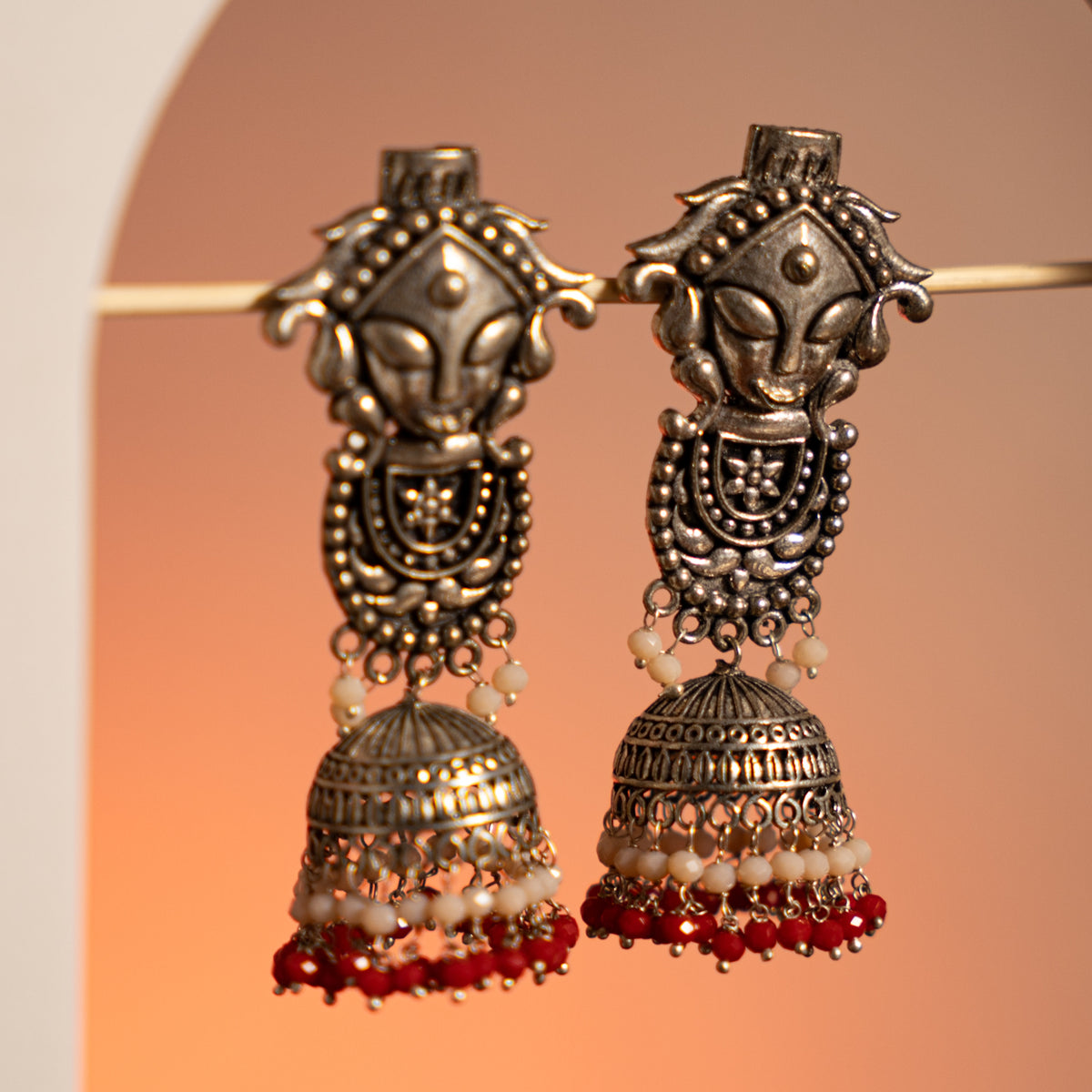 MAA DURJA OXIDIZED RAW ANA RUSTIC EARRINGS/JHUMKAS ER717