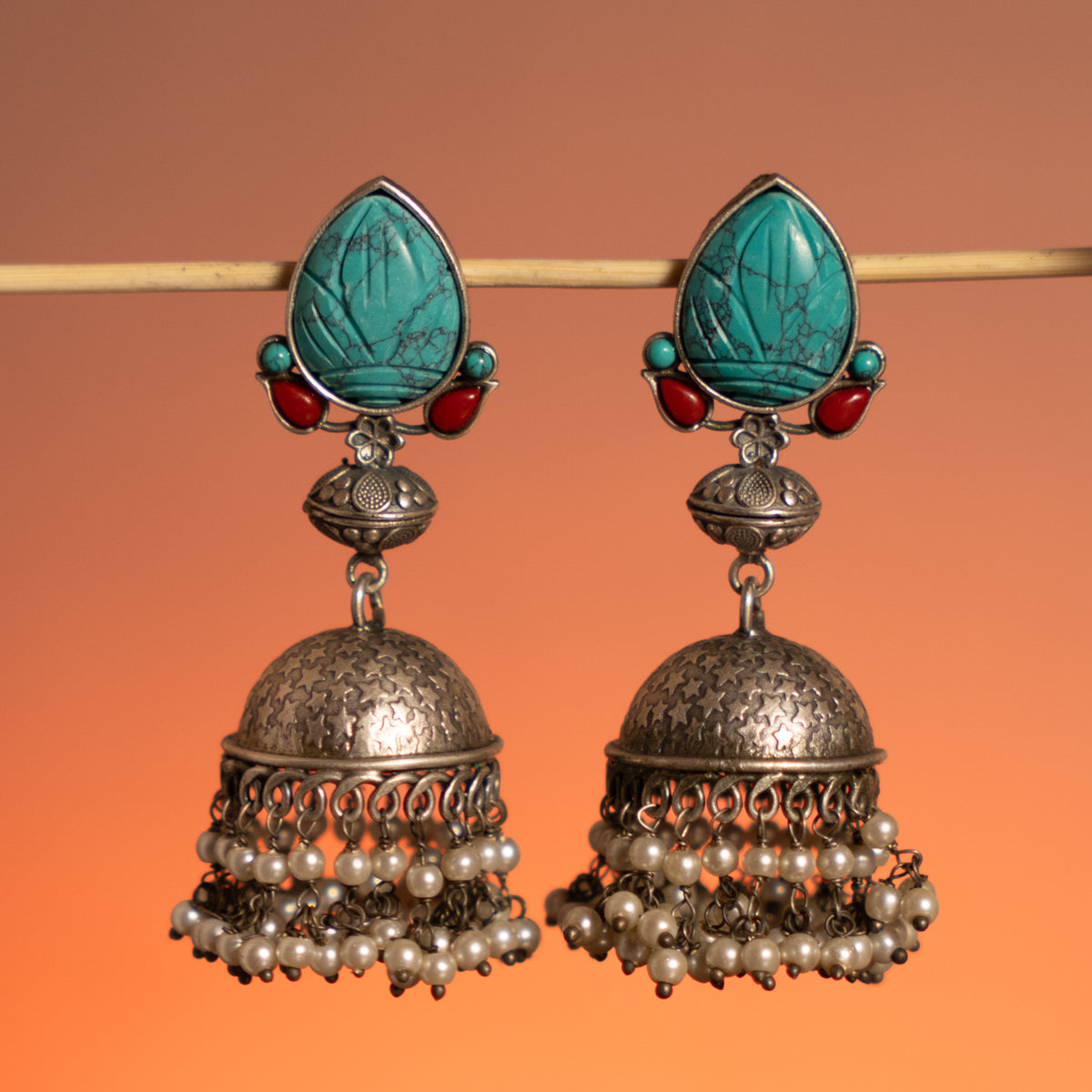 AARADHYA HANDMADE RAW AND RUSTIC EARRINGS/JHUMKAS STUDS ER726