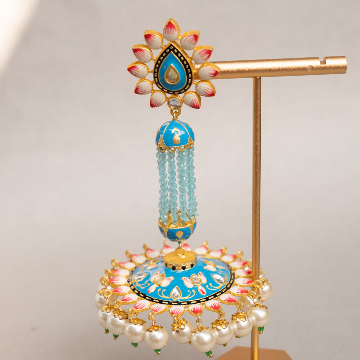 GOLD-TONE MEENAKARI SEMI HANDMADE JHUMKAS EARRINGS ER86