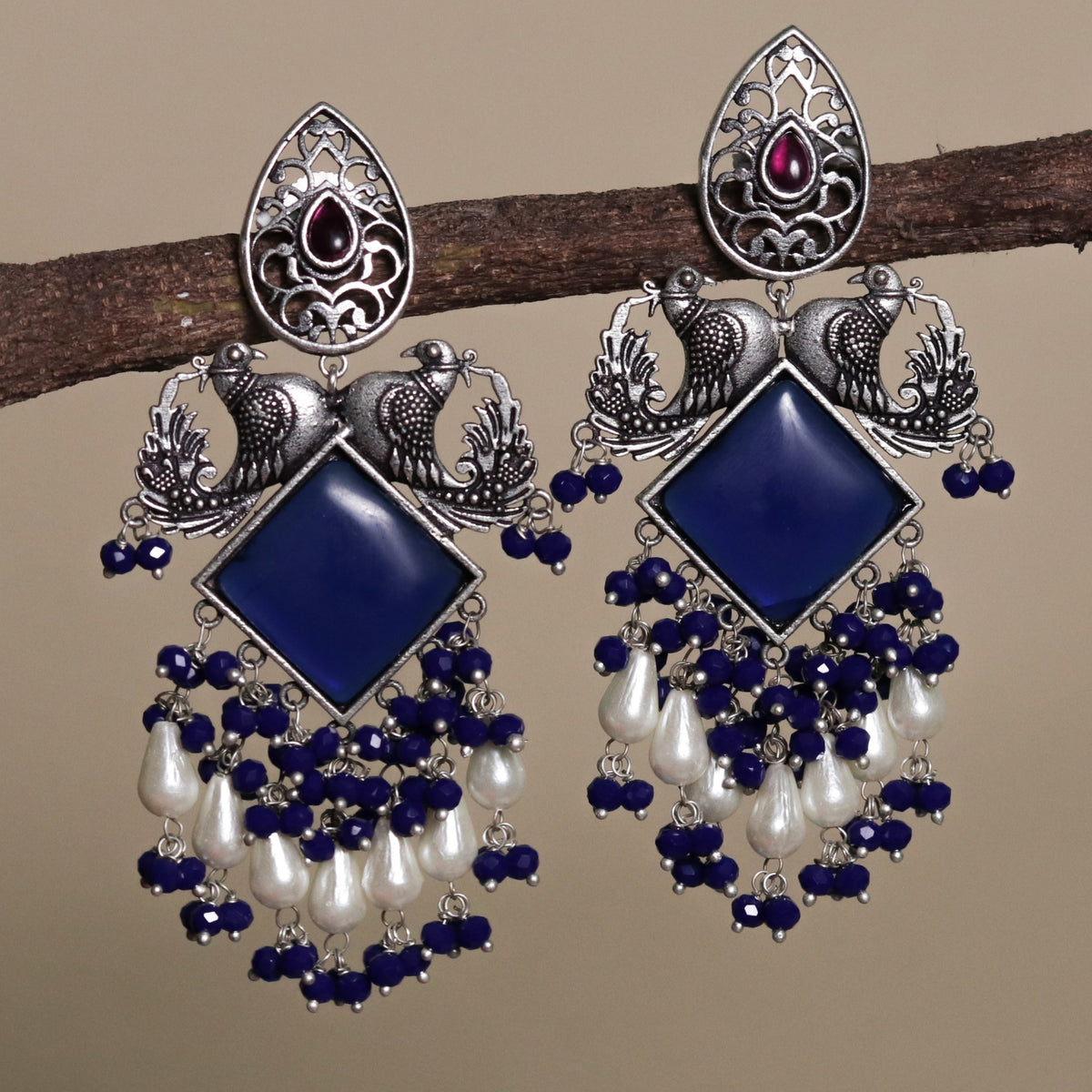 AURORA SEMI-HANDMADE MONALISA STONE  EARRINGS ER51