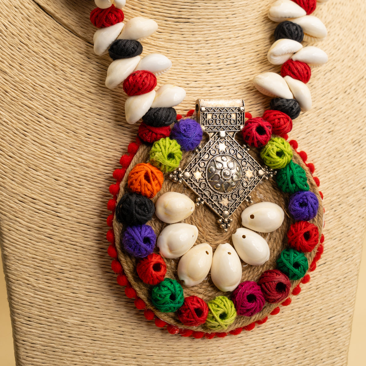 APSARA FABRIC AND BEADS HANDMADE AND HANDSTICHED MALA/ NECKPIECE ML95