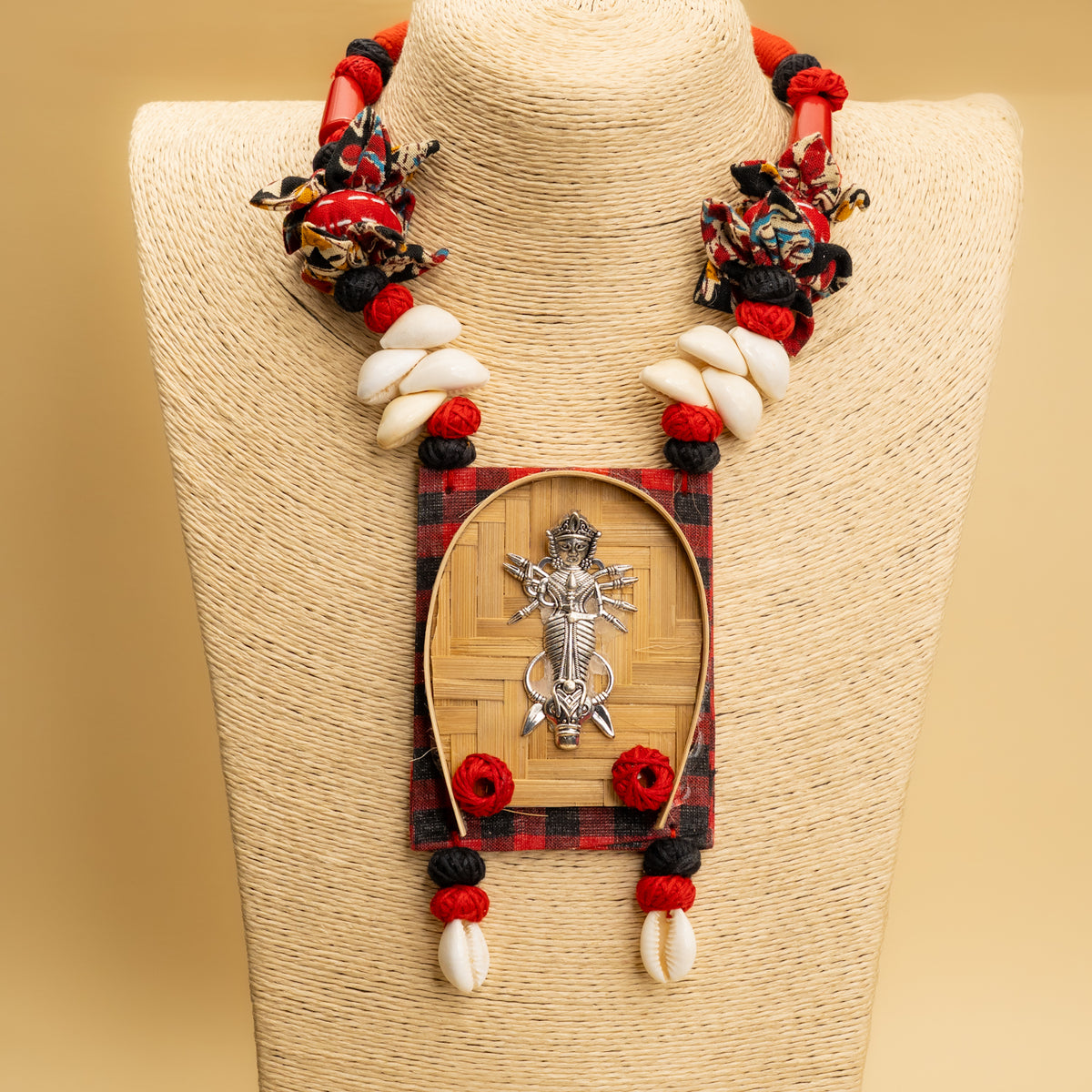 NIMISHA FABRIC AND BEADS HANDMADE AND HANDSTICHED MALA/ NECKPIECE ML90