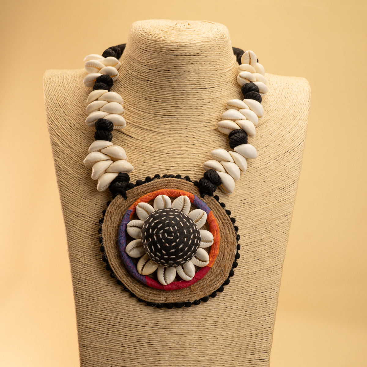 ALICE FABRIC AND BEADS HANDMADE AND HANDSTICHED MALA/ NECKPIECE ML87