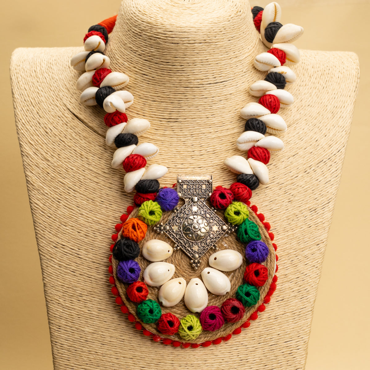 APSARA FABRIC AND BEADS HANDMADE AND HANDSTICHED MALA/ NECKPIECE ML95