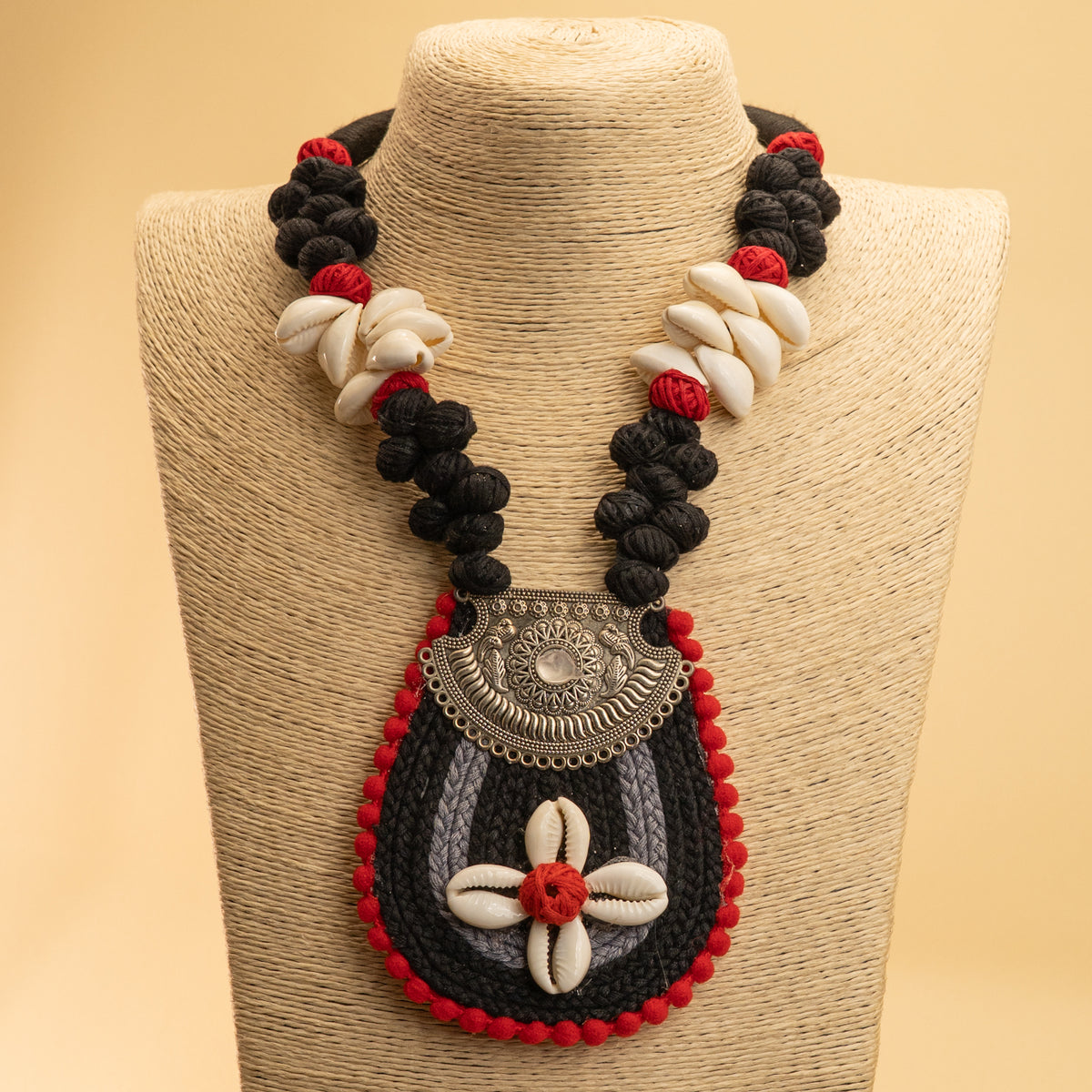 RINA FABRIC AND BEADS HANDMADE AND HANDSTICHED MALA/ NECKPIECE ML85