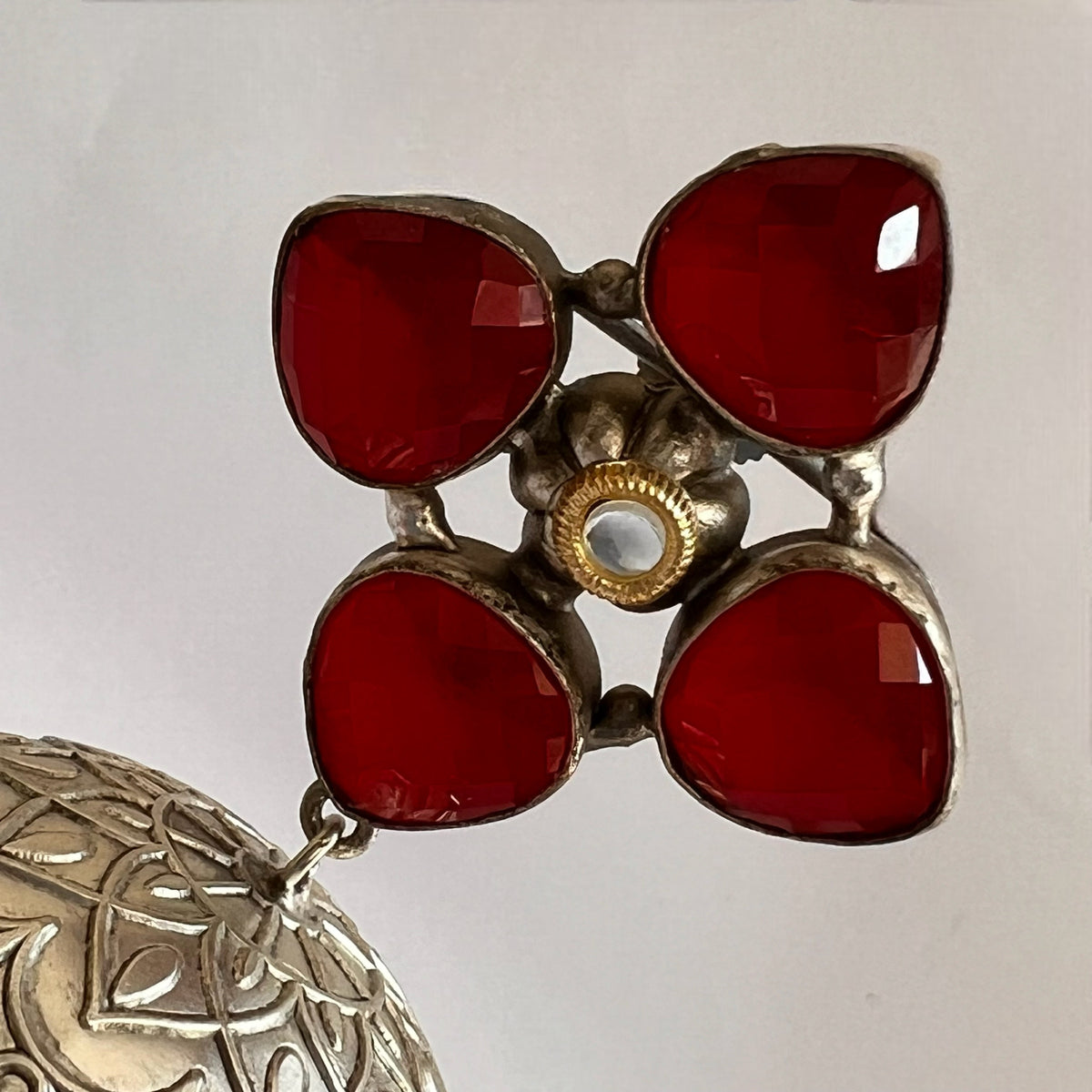 MAKARA SILVER LOOK ALIKE DUAL-TONED SILVER POLISH HANDMADE JHUMKA ER575