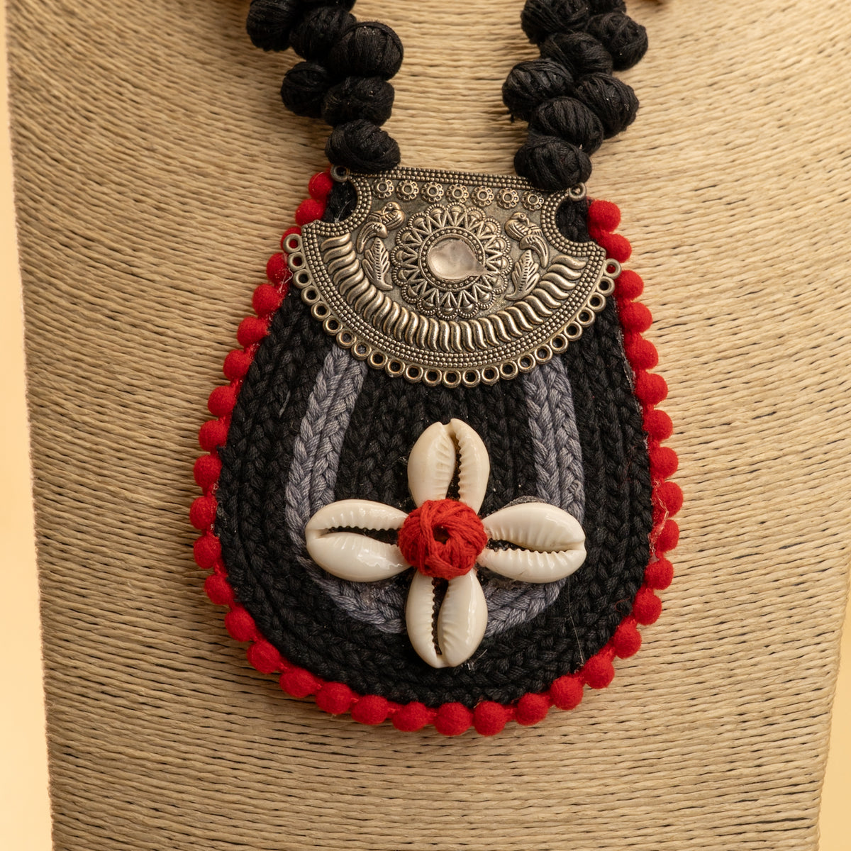 RINA FABRIC AND BEADS HANDMADE AND HANDSTICHED MALA/ NECKPIECE ML85