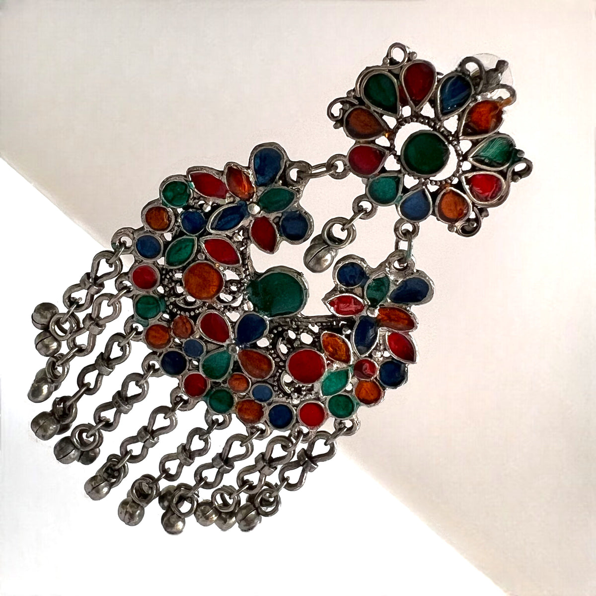 FARAH AFGHANI MEENA RAW AND RUSTIC AND VINTAGE LONG EARRING AF50