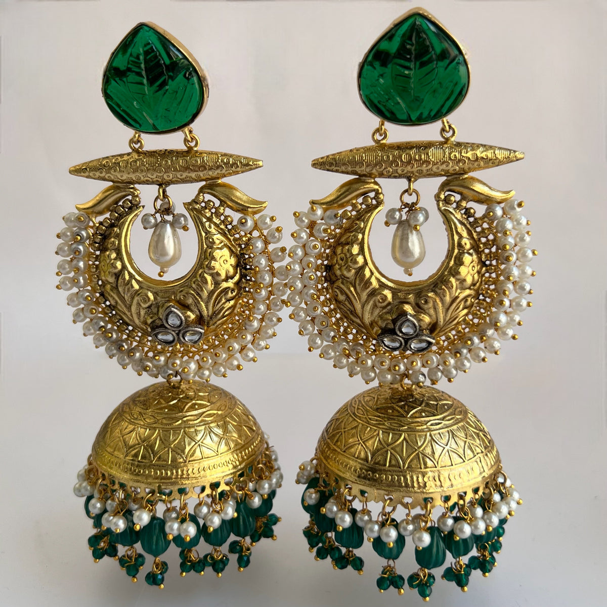 KEREN SILVER LOOK ALIKE GOLD-TONED SILVER POLISH HANDMADE JHUMKA ER563