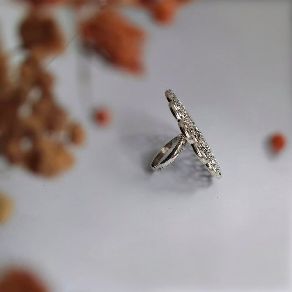 SHINARA OXIDIZED FINISH STONE RING R92