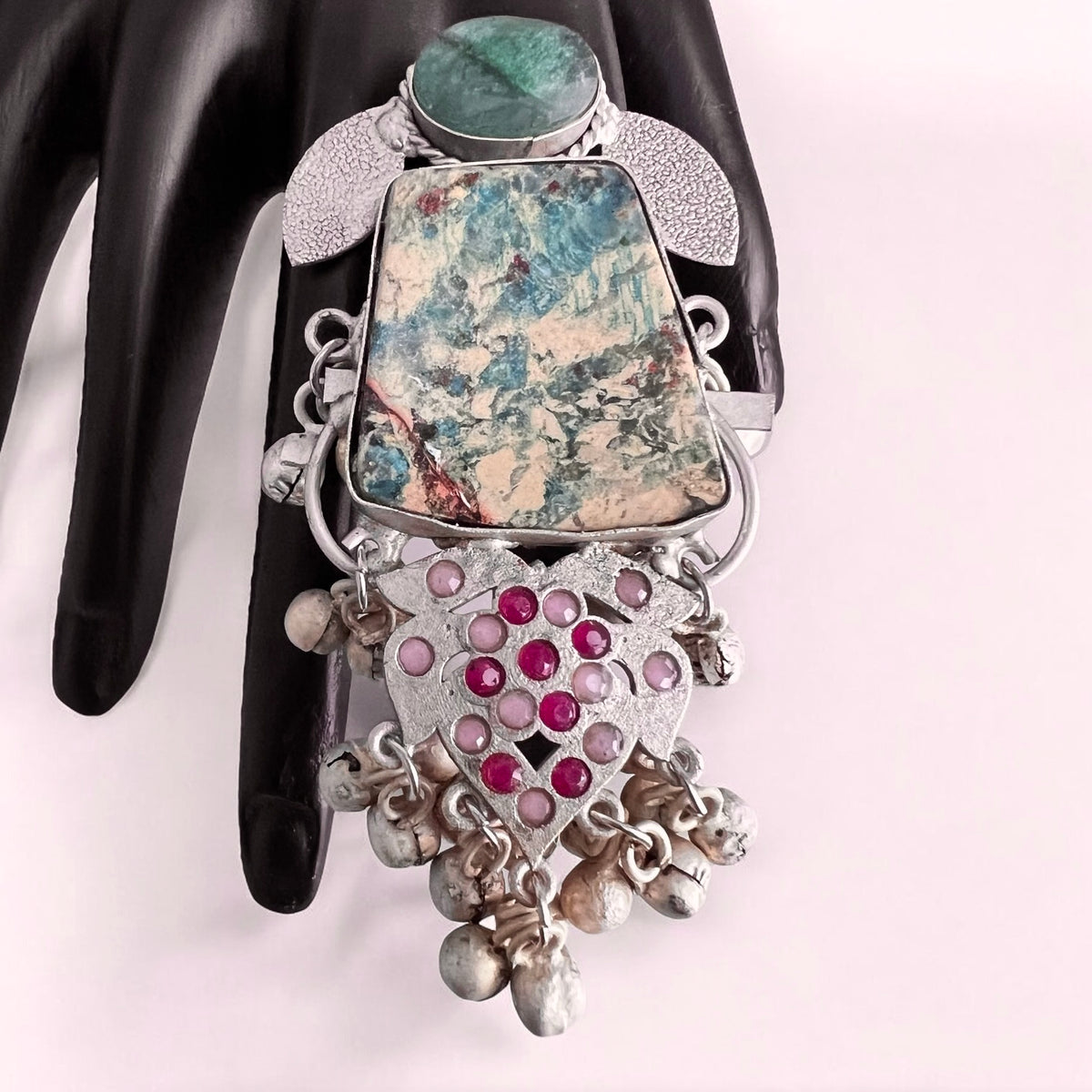 CATALINA PREMIUM HANDMADE NATURAL STONES SILVER POLISH RING R51