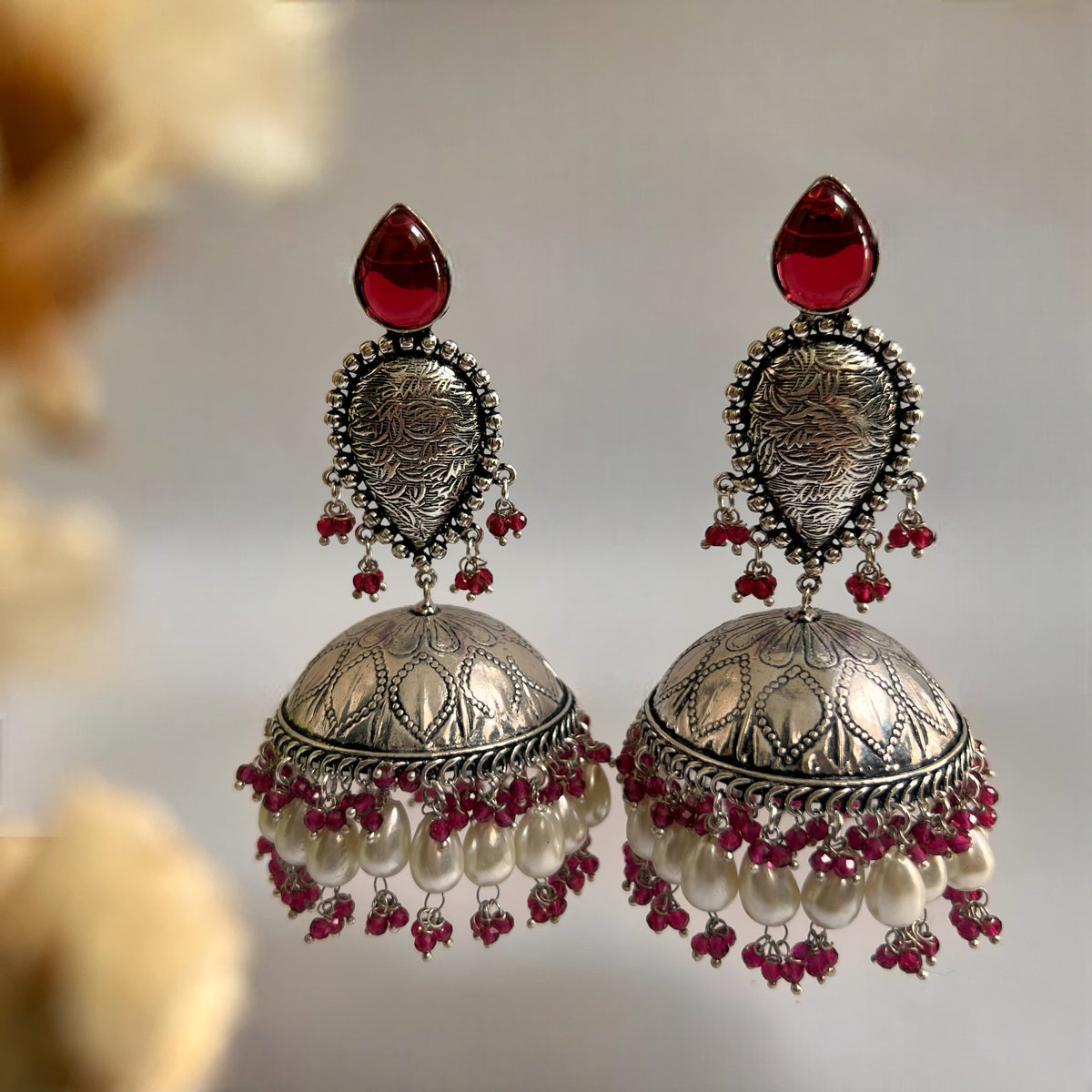 JONIDA SILVER LOOK ALIKE HANDMADE JHUMKAS ER578