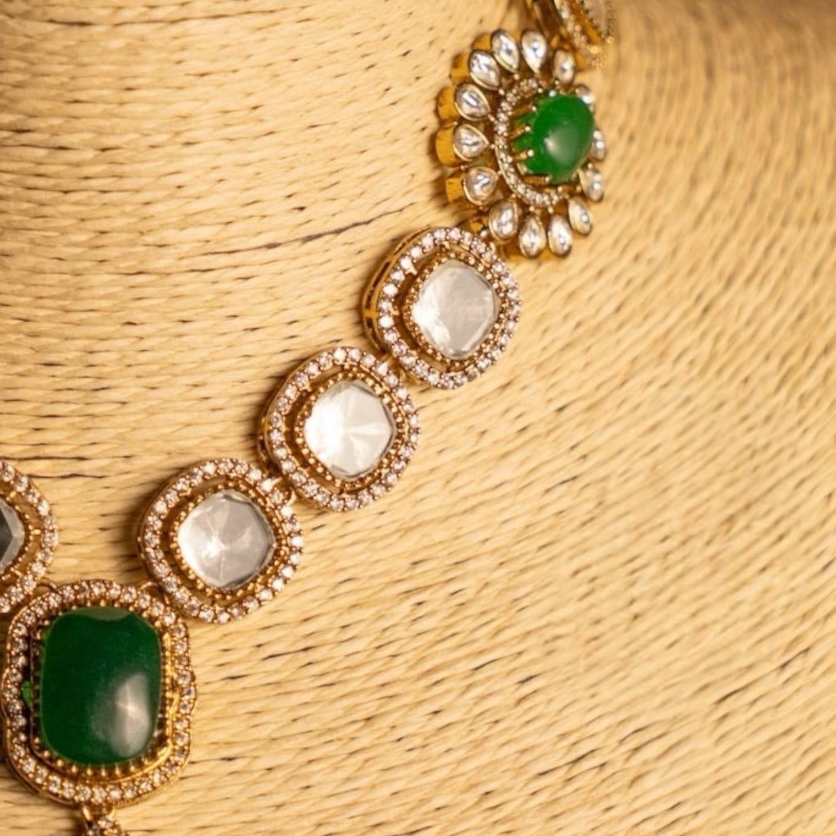 DESIKA BRIDAL PREMIUM DOUBLET AND POLKI STONE HANDMADE NECKLACE WITHE WITH EARRING NL302