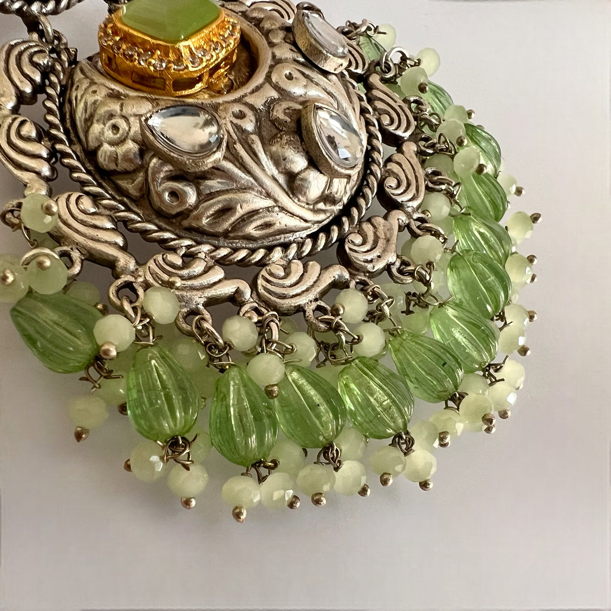 ANISE SILVER LOOK ALIKE DUAL-TONED SILVER POLISH HANDMADE DANGLERS ER564