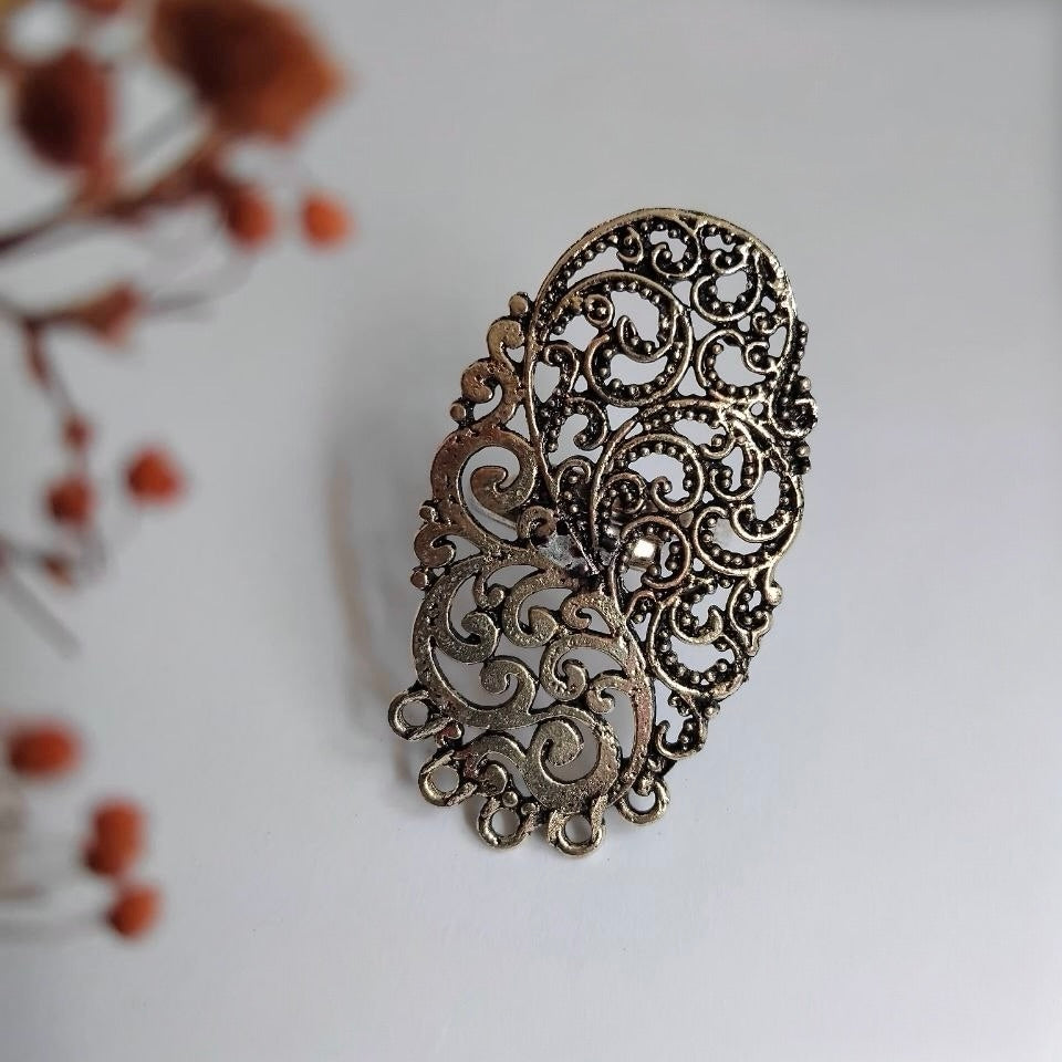 KINARA OXIDIZED FINISH STONE RING R94