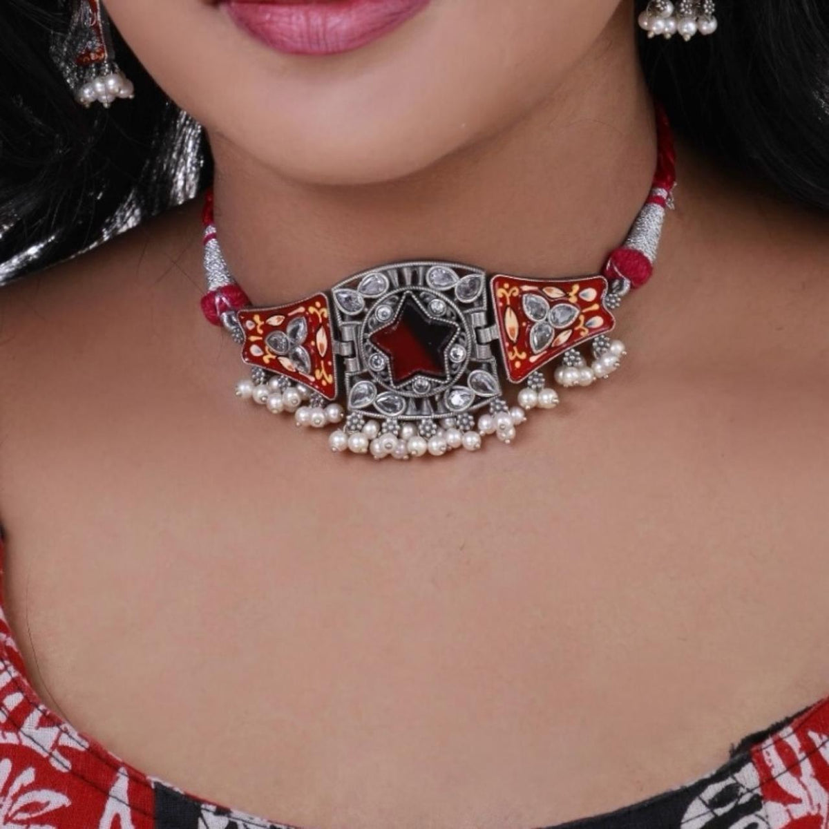 NIMA BIJOUX PREMIUM AND EXCLUSIVE SEMI HANDMADE CHOKER WITH EARRINGS CH114