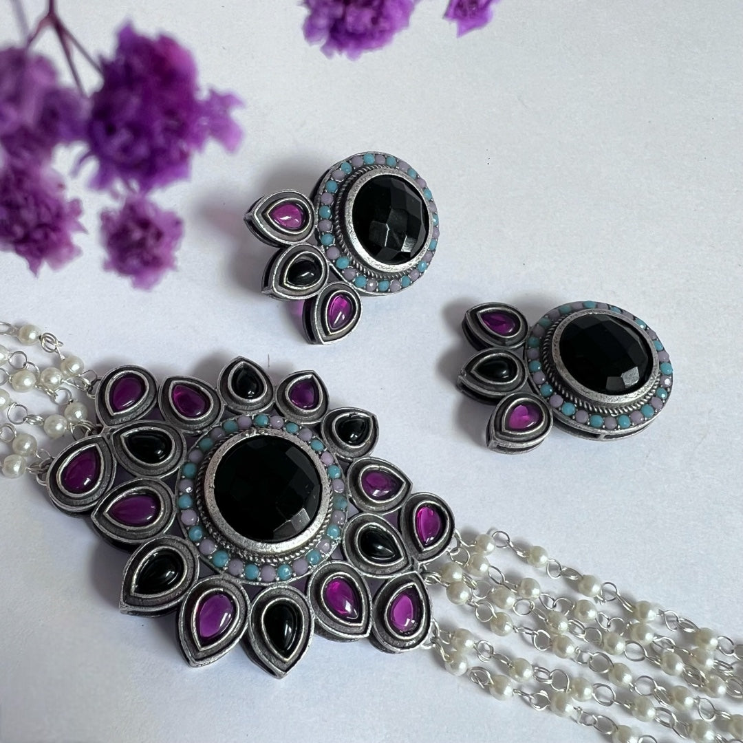 ENA BIJOUX PREMIUM AND EXCLUSIVE SEMI HANDMADE CHOKER WITH EARRINGS CH140