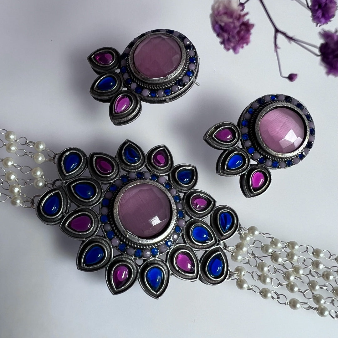 ENA BIJOUX PREMIUM AND EXCLUSIVE SEMI HANDMADE CHOKER WITH EARRINGS CH140